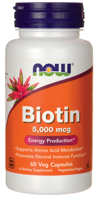 NOW Biotin 5000 мкг, 60 капс.